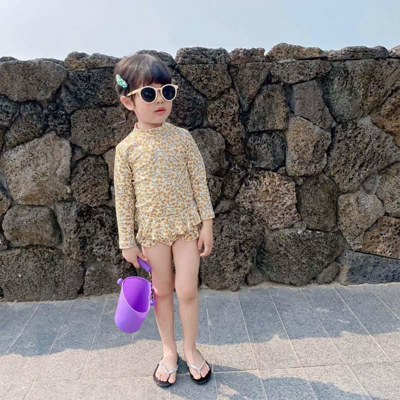 キッズ 子供 韓国 水着 セパレート 女の子 ラッシュガード 長袖 インポート おしゃれ オレンジ フリルラッシュガードスイムウェアセットアップ S048 S048 インポート 韓国子供服のolpemi 通販 Yahoo ショッピング