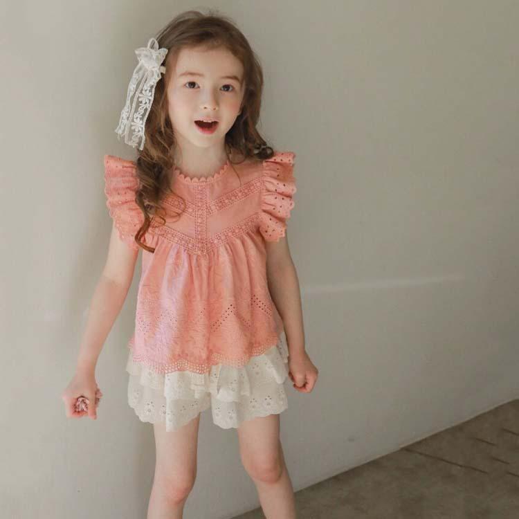 キッズ トップス おしゃれ 韓国子供服 ブラウス レース かわいい