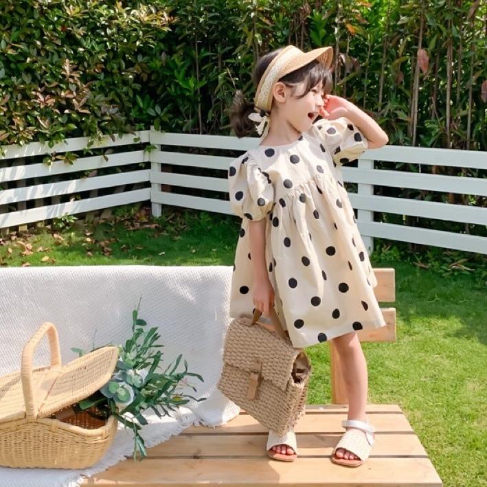 ワンピース 夏 半袖 キッズ ドット 女の子 韓国 子供服 女児 お揃い