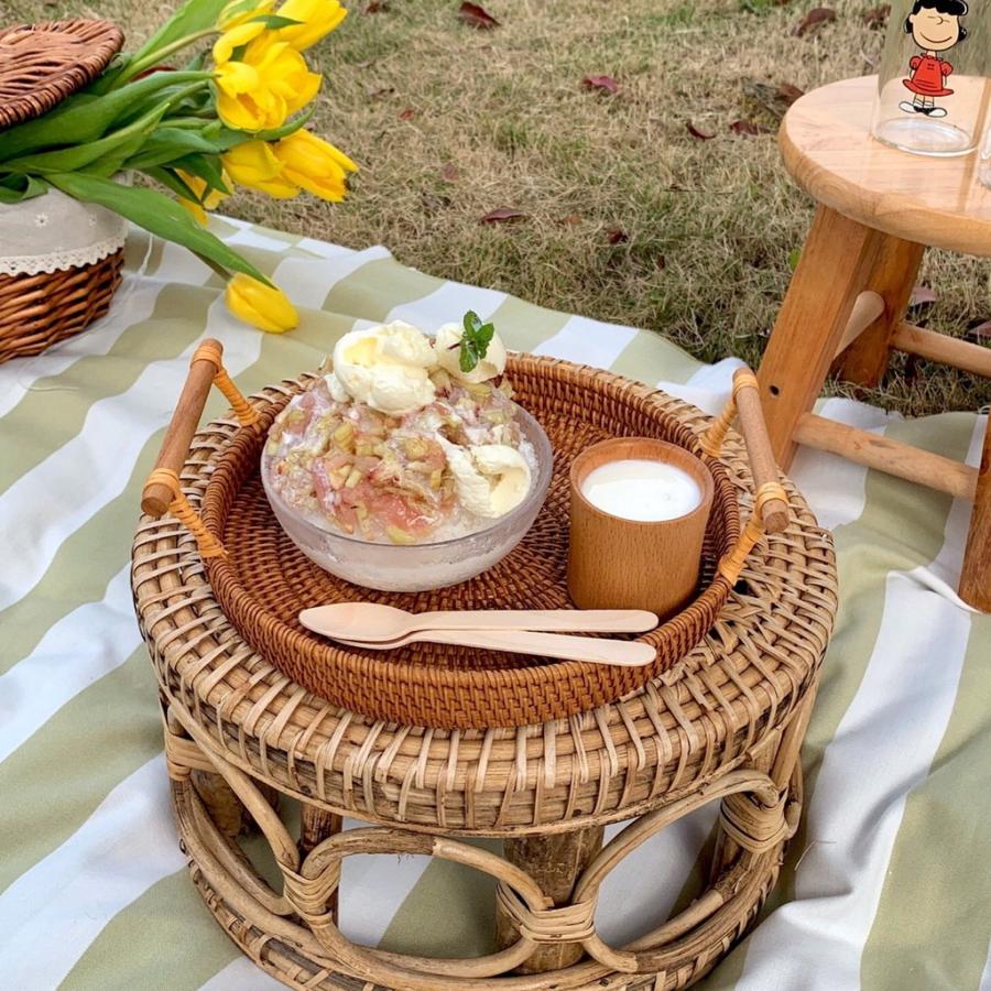 ラタン トレー 28cm 木製 カフェ ウッド おしゃれ トレイ 木のトレイ