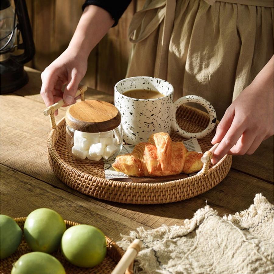 ラタン トレー 28cm 木製 カフェ ウッド おしゃれ トレイ 木のトレイ