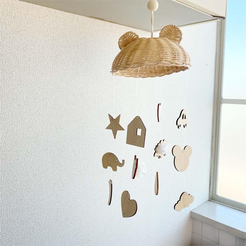 モビール 北欧 インテリア おしゃれ 赤ちゃん 木製 ラタン ぶら下げ