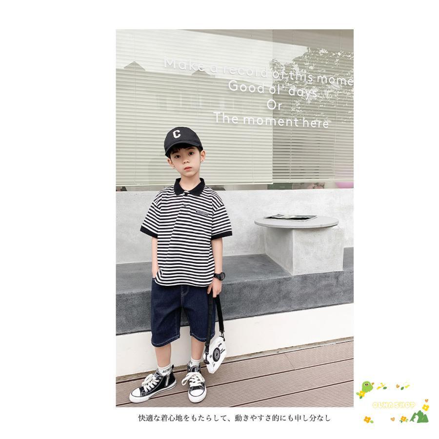 半袖Tシャツ 子供 白黒ボーダー Tシャツ 夏 ポロシャツ 男の子 半袖Tシャツ 子供 白黒ボーダー Tシャツ 夏 ポロシャツ 男の子