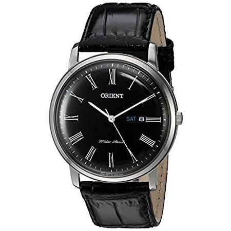 激安の メンズ腕時計 特別価格Orient Capital クォーツステンレススチール＆レザードレスウォッチ、カラー：ブラック（モデル：FUG1R好評販売中 2 Version 腕時計