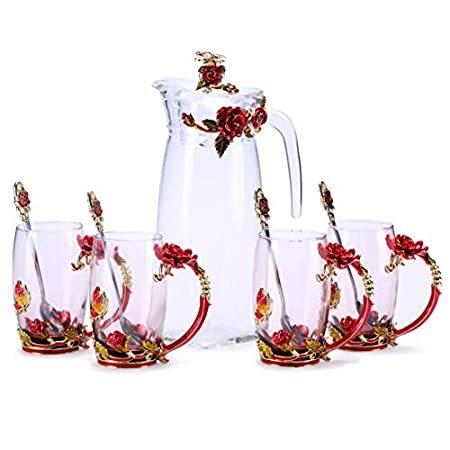高質 ティーカップ コーヒーマグ (ローズボックス5)＿並行輸入品 バラ 蝶 女性用 美しいユニークなギフト カップ&スプーン グラスレス ティーカップ、ソーサー
