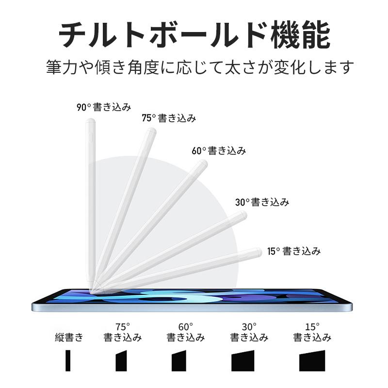 【ペン先4枚付き】タッチペン iPad iPhone Android 多機種対応 スマホ スタイラスペン タブレット Pencil 極細 磁気吸着 タッチペン 軽量 傾き感知 充電式 2way｜olssasakistore｜03