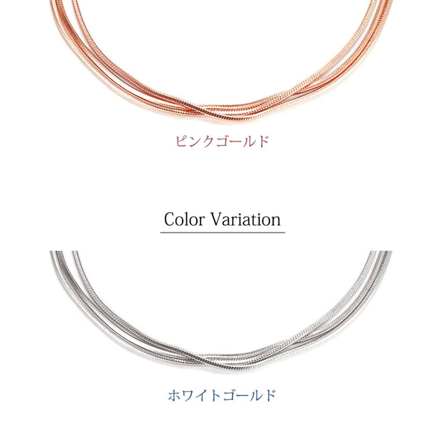 レディース ブレスレット 3連 スネークチェーン K18GP ピンクゴールド