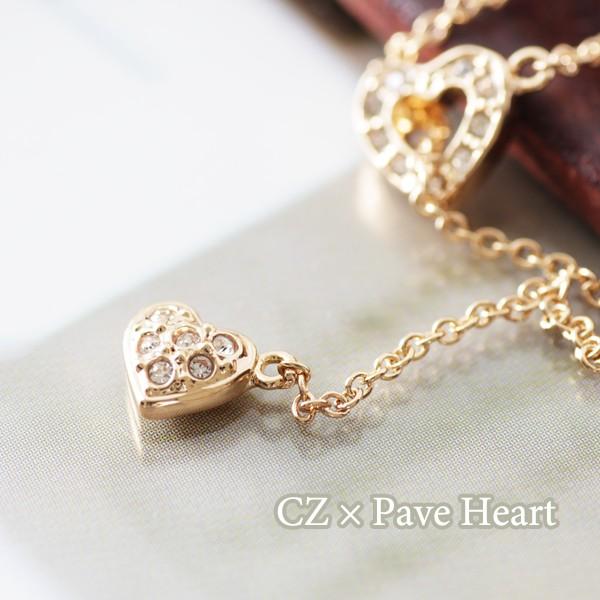 ネックレス レディース ハート Y字 ラリエット czダイヤ 18金