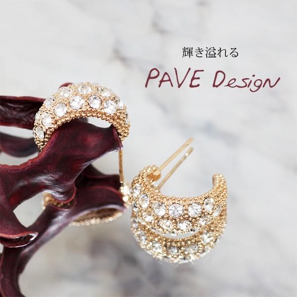 ピアス 18金 18K レディース パヴェ czダイヤ フープ ピンクゴールド