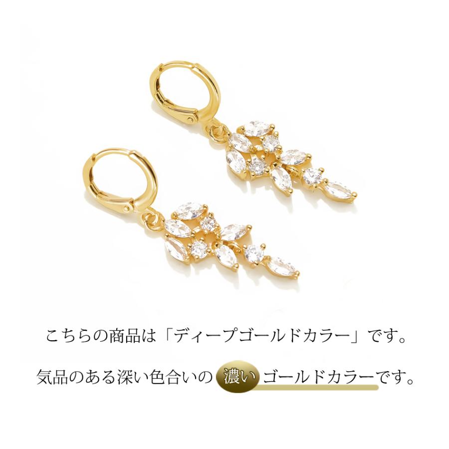 ピアス レディース ドロップ リーフ 揺れる ロング czダイヤ 18金 K18GP ゴールド フープピアス｜olt-netshop｜02