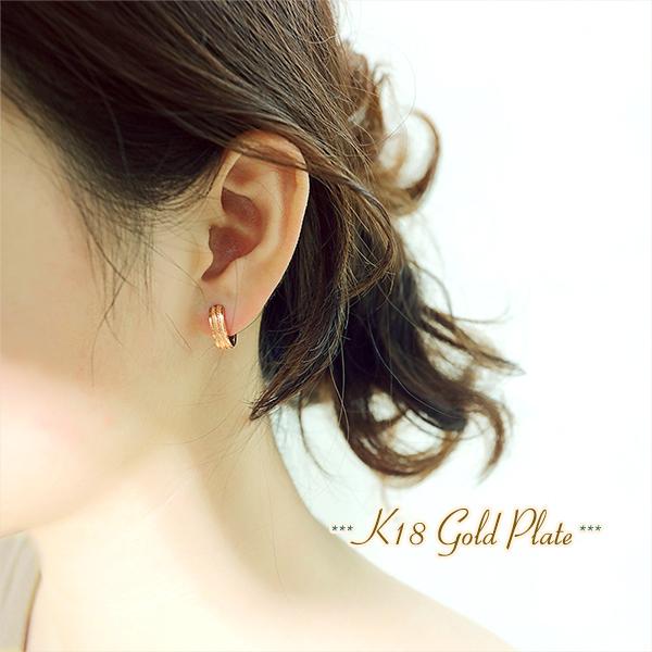 ピアス フープピアス レディース スターダスト加工 18金 K18GP ピアス フープピアス レディース スターダスト加工 18金 K18GP