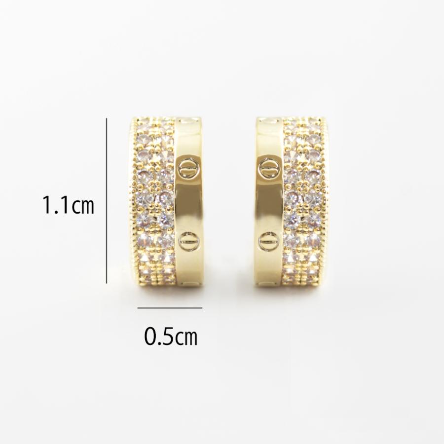 ピアス ハーフ フープ レディース ビスデザイン czダイヤ 18金 18k
