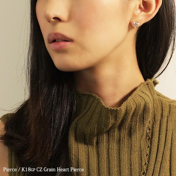 ネックレス ピアス セット / 一粒 ハート レディース 18金 18KRGP cz 