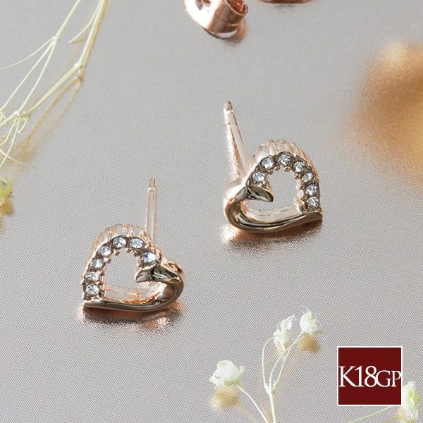 K18金40cmネックレス&ピアスセット ネックレス ピアス セット / ハート レディース 18金 18K cz