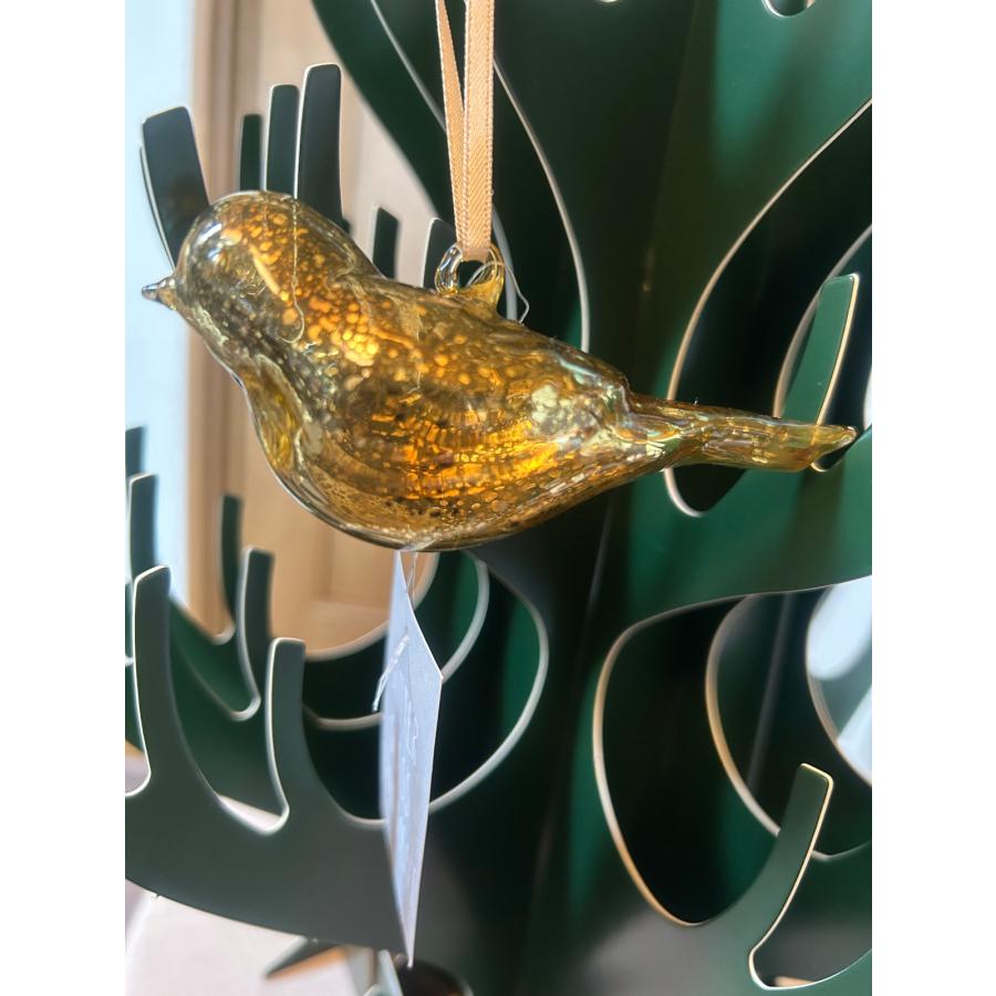 オーナメント クリスマス 北欧 鳥 おしゃれ ゴールド ガラス ツリー