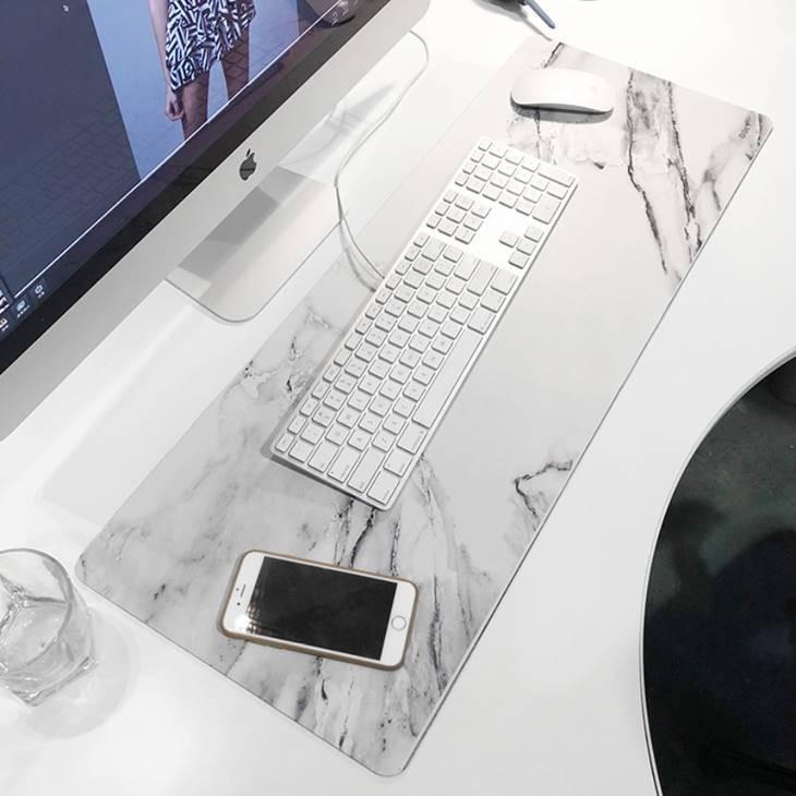 大理石柄 マウスパッド 30 80cm デスクマット ストーン柄 モノトーン