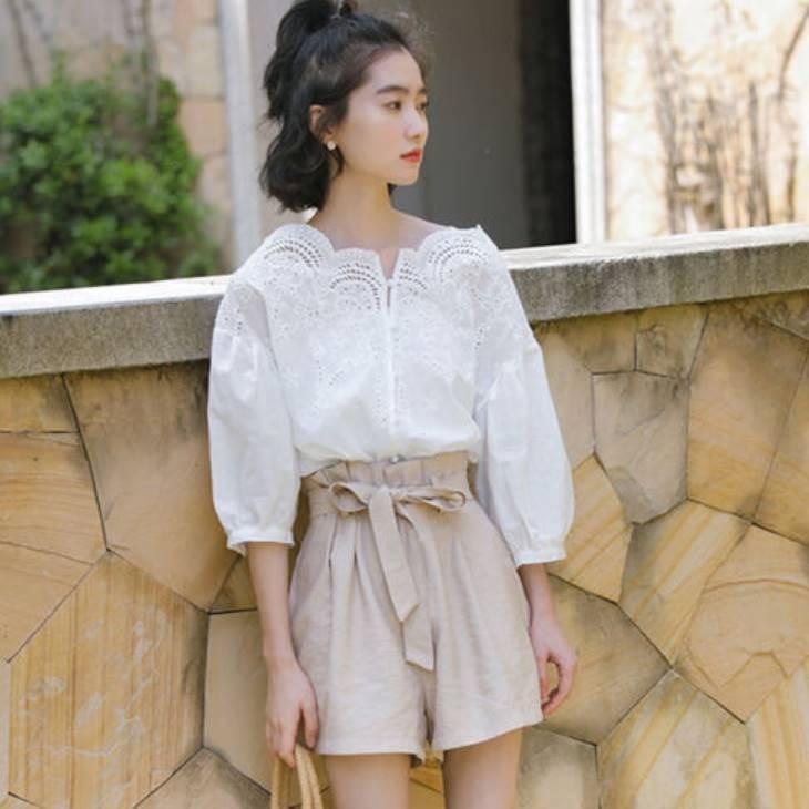 シャツ ブラウス 7分袖 白シャツ レース 通勤 Ol オフィス レディース レディースファッション カジュアル おしゃれ かわいい ママファッション シンプル Gu86 Olulu 通販 Yahoo ショッピング