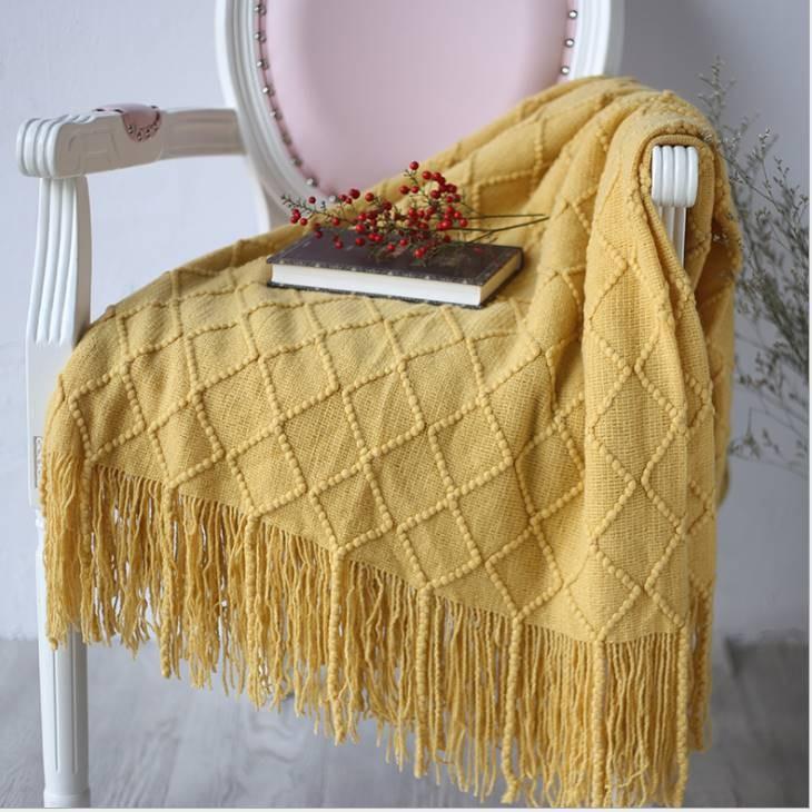 ベッドスロー ブランケット 北欧 大判 127cm×210cm ひざ掛け ニットブランケット マルチクロス スローケット ソファカバー マルチ