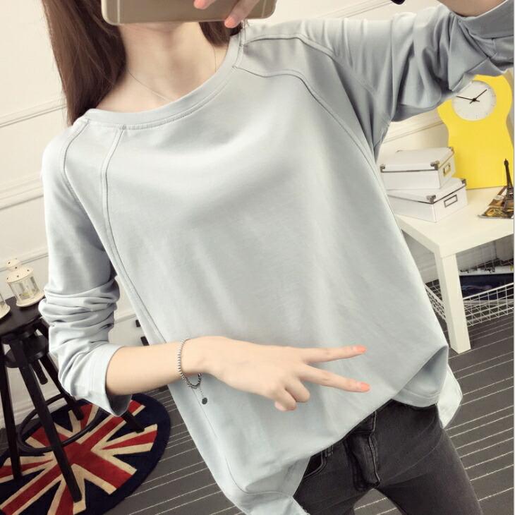 無地tシャツ 長袖 丈長め ロンt トップス カットソー 無地t 秋 秋物 秋服 カジュアル レディースファッション おしゃれ かわいい ママファッション Guh0 Olulu 通販 Yahoo ショッピング