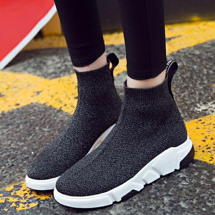 ハイカットスニーカー レディーススニーカー ソックススニーカー 厚底 軽い 歩きやすい ミニマルコーデ シンプル ベーシック レディース レディースファッショ Gvnw Olulu 通販 Yahoo ショッピング