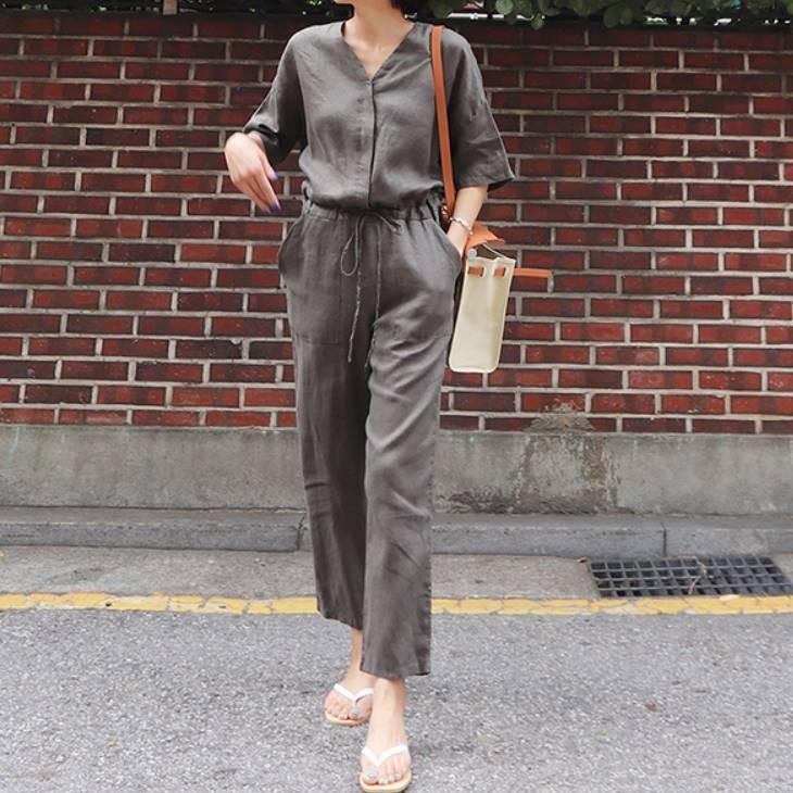 ジャンプスーツ コットンリネン ウエストリボン ゆったり ジーンズ レディース ロンパース オールインワン サロペット コンビネゾン レディース ファッション Gvzf Olulu 通販 Yahoo ショッピング