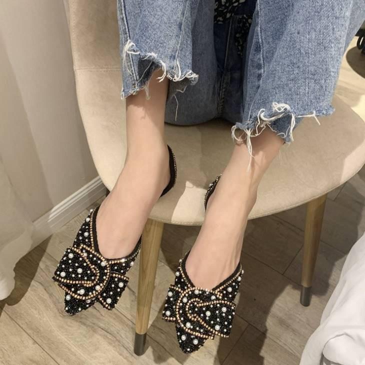 パンプス ビジュー リボン キラキラ ぺたんこ シューズ レディースシューズ レディース きれいめ オフィスカジュアル 靴 レディース靴 大人カジュアル レディ Gwl0 Olulu 通販 Yahoo ショッピング