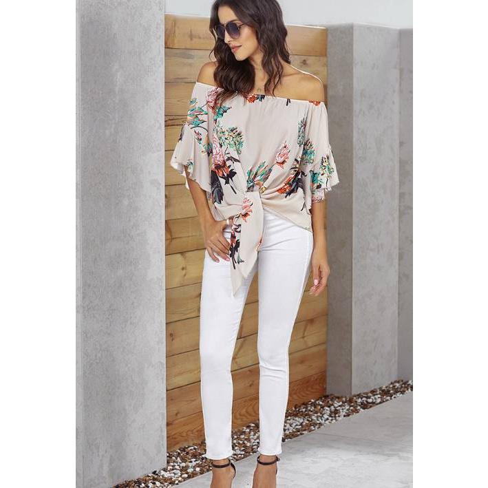 ブラウス トップス シャツ オフショルダー 肩出し 花柄 半袖 レディースファッション ファッション 女性用 着回し きれいめ カジュアルファッション シンプル Gwt8 Olulu 通販 Yahoo ショッピング