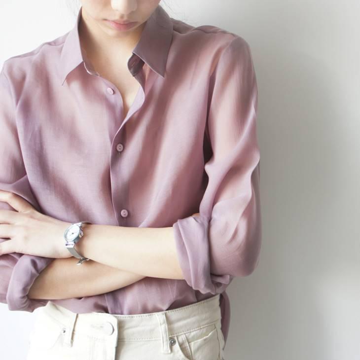 シアーシャツ オーバーサイズ ビッグシルエット 無地 ピンク 長袖 レディース ゆったり シースルー 透け感 ブラウス シャツ トップス カジュアル 大人カジュア Gwuj Olulu 通販 Yahoo ショッピング