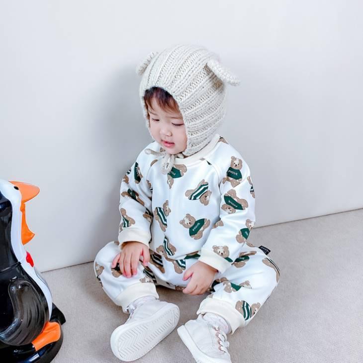 カバーオール ロンパース 総柄 くま クマ クルーネック 長袖 ベビー服 ベビー 子供服 子供 子ども 男の子 女の子 キッズ ベビーファッション キッズファッショ Gxsf Olulu 通販 Yahoo ショッピング