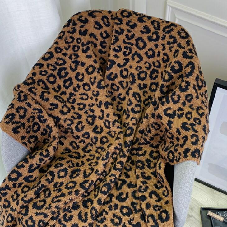 ブランケット 大判 ニット ニットブランケット ヒョウ柄 レオパード ひざ掛け スローケット ベッドスロー ベッドカバー ソファカバー マルチカバー 毛布 寝具 ベッド クッション カラー レオパード Www Mantraman Com Mx