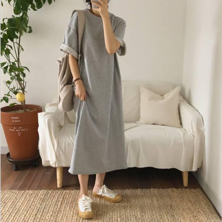 ワンピース 半袖 スウェットワンピース Tシャツワンピース レディースファッション ママファッション ワンピ カジュアル シンプル 大人カジュアル 着回し 着痩 Gy5b Olulu 通販 Yahoo ショッピング