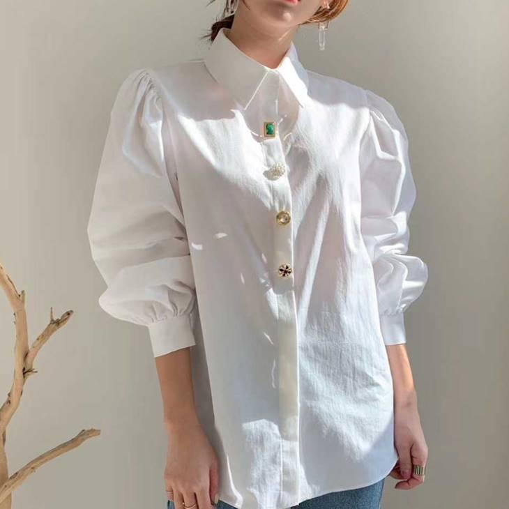 シャツ レディース ブラウス ボタン ビジュー 新作 インナー レディースシャツ オフィス 通勤 きれいめ レディースカットソー トップス シンプル カジュアル Gzcm Olulu 通販 Yahoo ショッピング