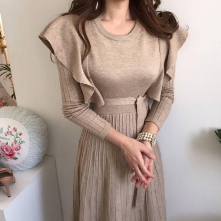 ワンピース ニットワンピース フリル 大人 代 30代 40代 きれいめ レディース カジュアル シンプル おしゃれ かわいい 着痩せ コーディネート レディースフ Gznq Olulu 通販 Yahoo ショッピング