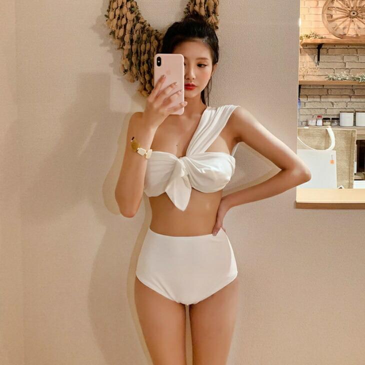 水着 スイムウェア レディース ビキニ ワンショルダー シンプル プール 海 海水浴 リゾート 旅行 レジャー ファッション おしゃれ カジュアル かわいい ママフ N1ov Olulu 通販 Yahoo ショッピング