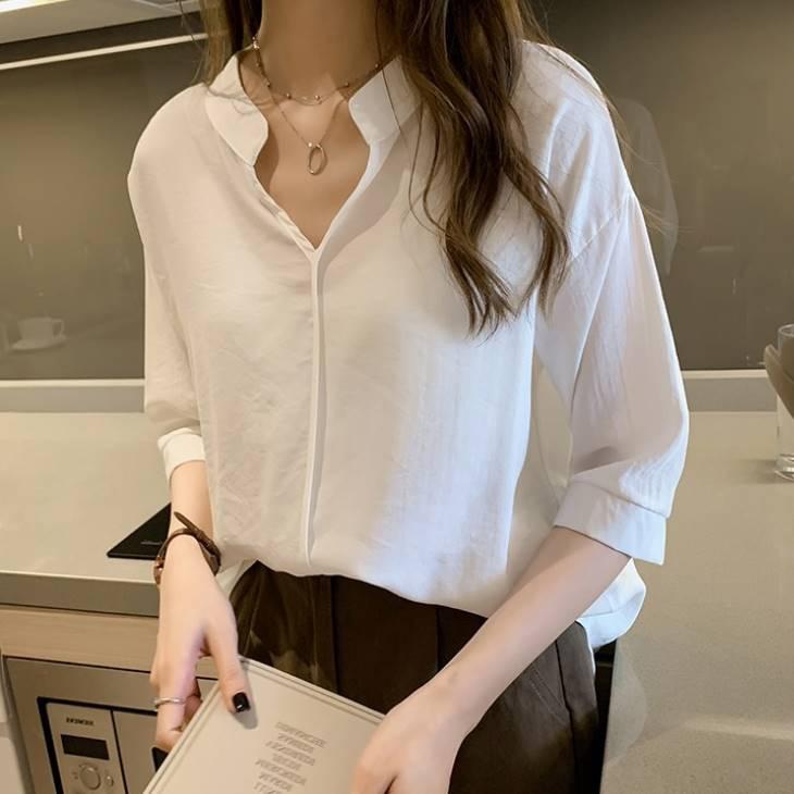 ブラウス シフォンブラウス スタンドカラー シャツ スタンドカラーシャツ 無地 レディースファッション ファッション 女性用 着回し きれいめ カジュアルファ N2d7 Olulu 通販 Yahoo ショッピング