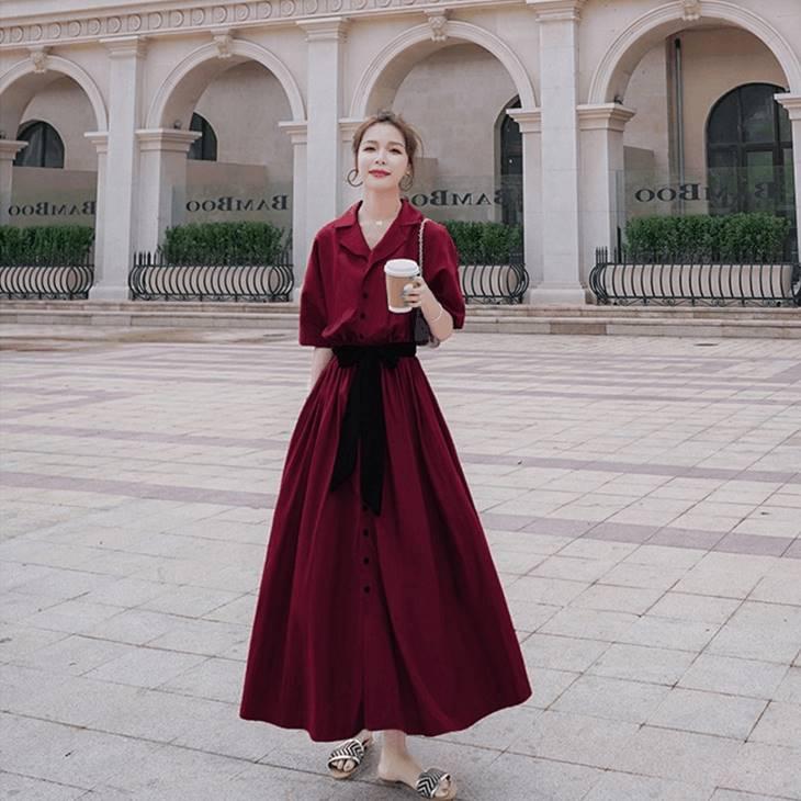 ワンピース フレアワンピース 半袖 シャツワンピース ウエストリボン リボンベルト レディース ファッション ロングワンピース レディースファッション カジュ N2dc Olulu 通販 Yahoo ショッピング