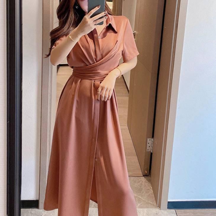 ワンピース シャツワンピース 半袖 レディース ファッション ロングワンピース レディースファッション カジュアルファッション かわいい カジュアル おしゃれ N2di Olulu 通販 Yahoo ショッピング