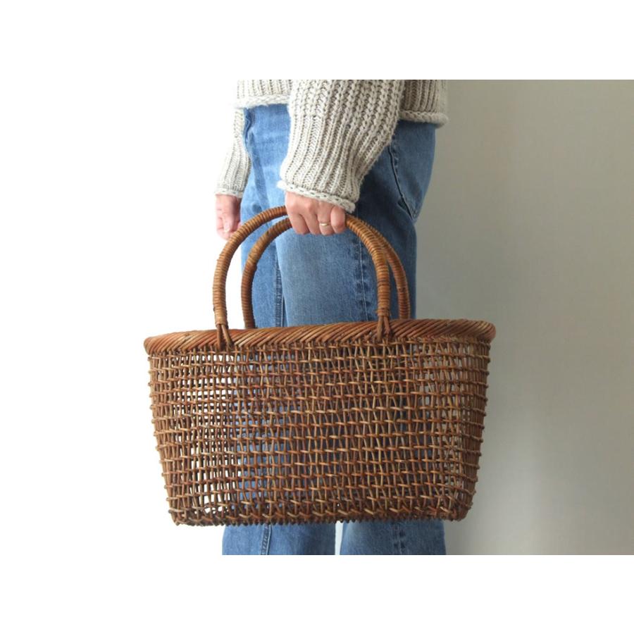 あけび籠　かごバッグ 透かし編み あけび蔓 若畑創作館「あけび蔓 透かし編み籠バッグ」（大・中・小）3個