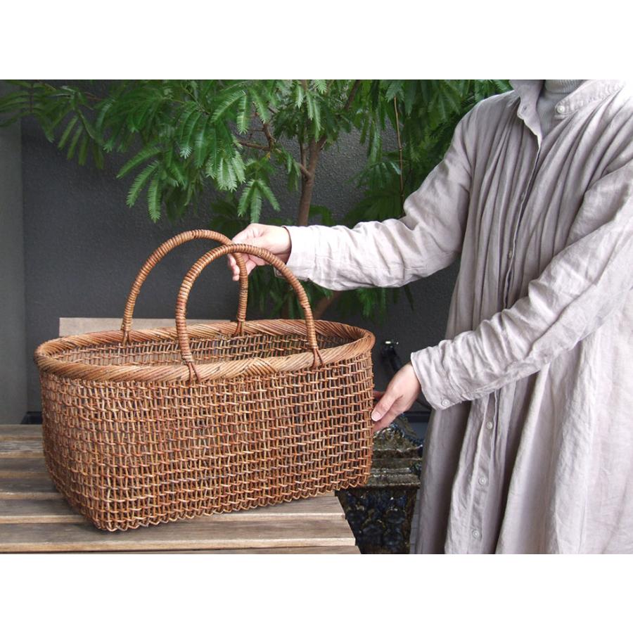 秋田県 あけび蔓細工 あけびかご 手提げかご 特上透かし編み こだし