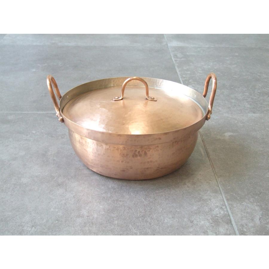 京都 北村一男さんの鎚起銅器 段付鍋8寸浅型 銅鍋 大サイズ