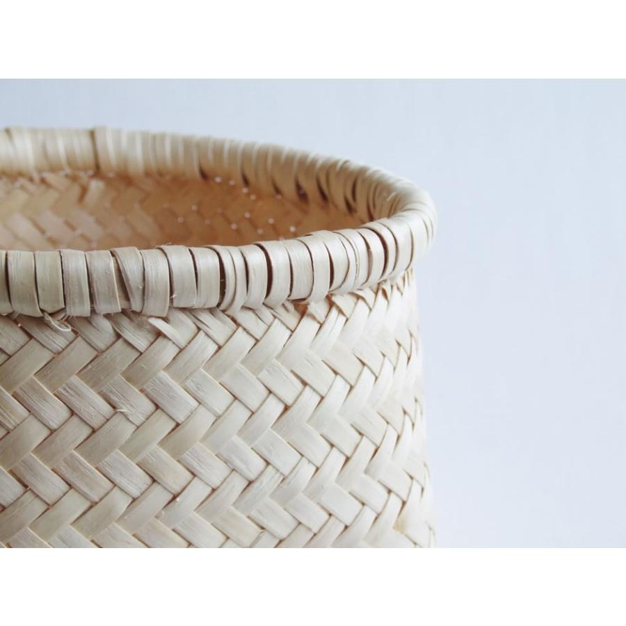 秋田県角館イタヤ細工 イタヤ丸型オボキ／おぼけ 小物入れ : おまめ