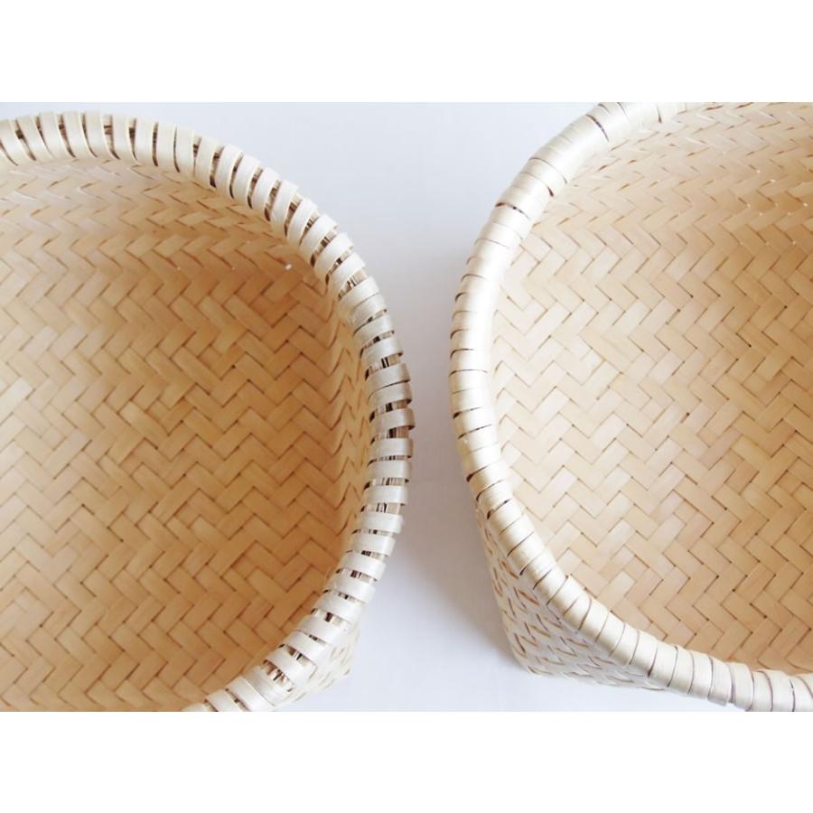 秋田県角館イタヤ細工 イタヤ丸型オボキ／おぼけ 小物入れ : おまめ