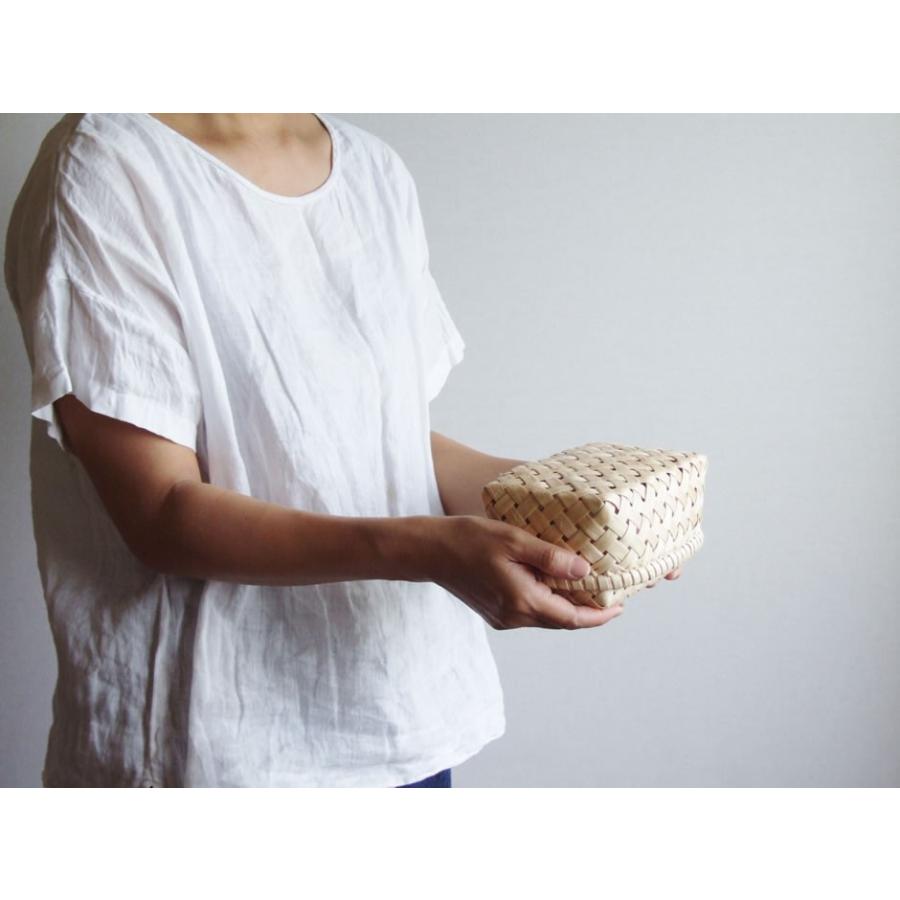 秋田県角館イタヤ細工 イタヤ長方形弁当かご 四つ目蓋付き おにぎり