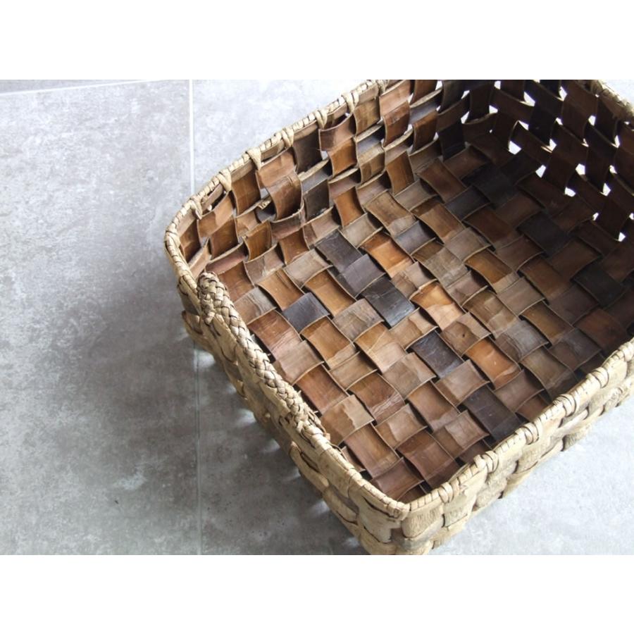 純国産 くるみ樹皮 整理籠 バスケット 収納 胡桃 書類籠 樹皮表