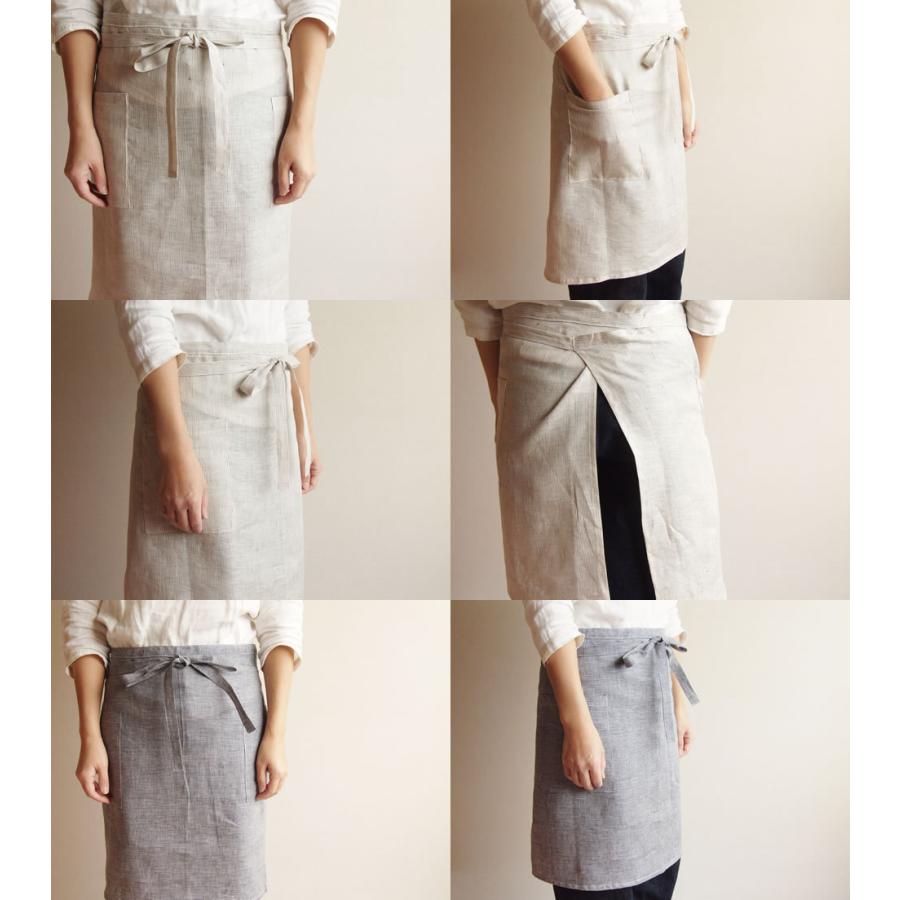 リネン100％ 日本製 レディースエプロン 男女兼用エプロン カフェ