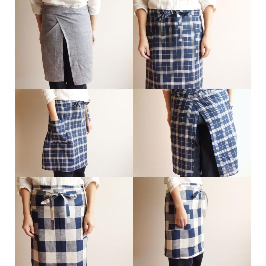 リネン　カフェエプロン　作家　くらすこと リネン カフェエプロン 作家 くらすこと （麻100％のフレンチ