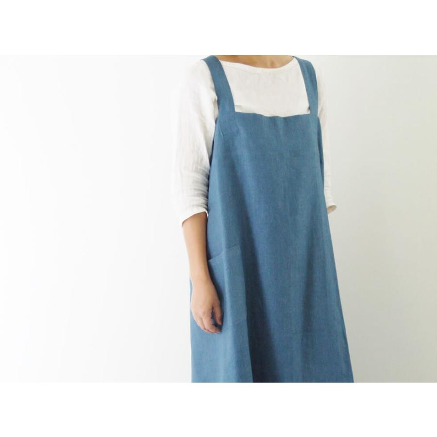 リネン100％ レディースエプロン メンズエプロン バッククロスエプロン