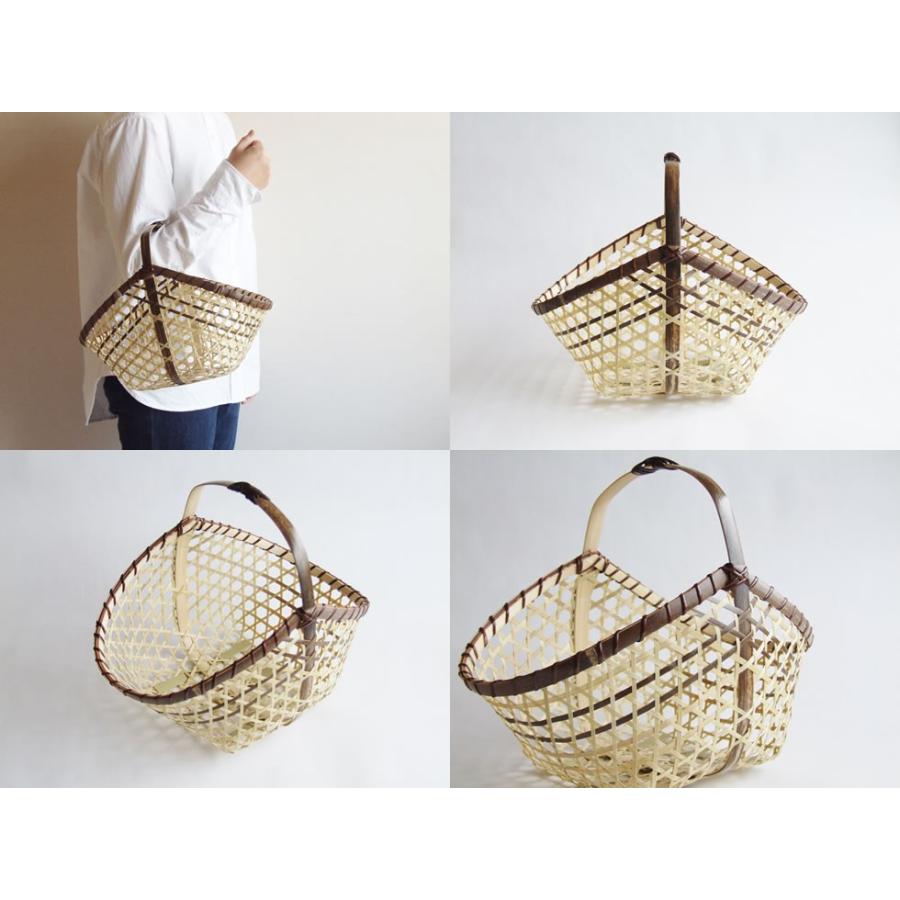 日本の竹細工 六つ目編み舟形かご 黒竹 中 : おまめ - 通販