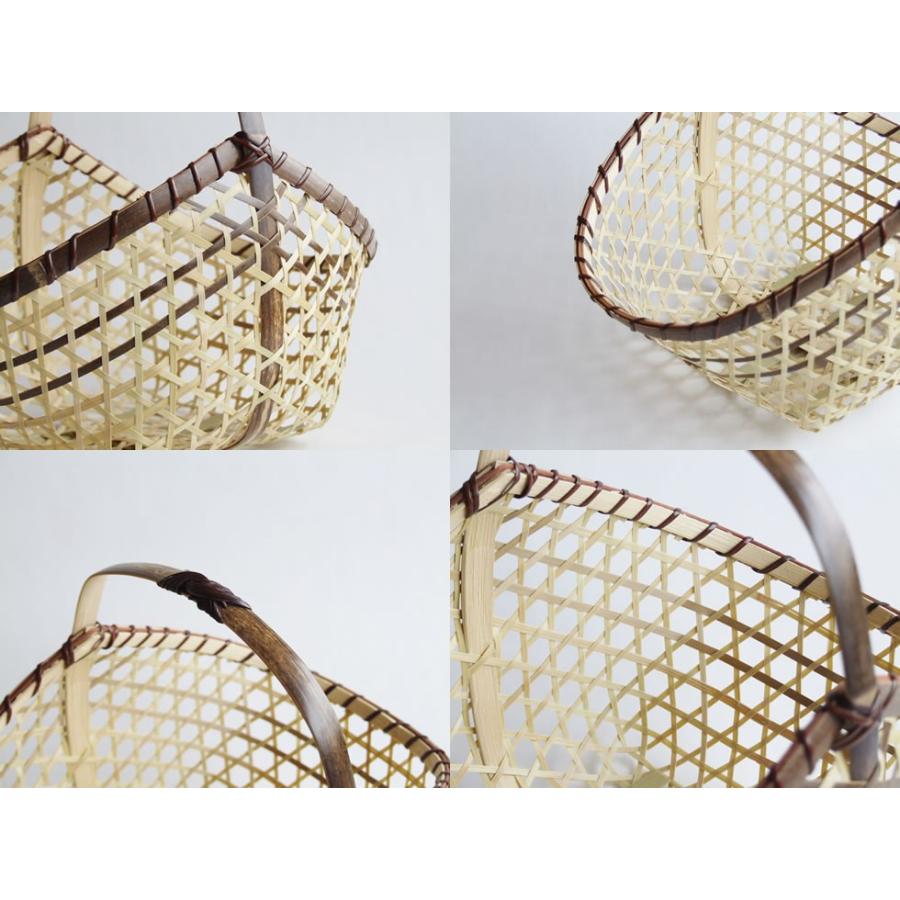 日本の竹細工 六つ目編み舟形かご 黒竹 中 : おまめ - 通販 - Yahoo