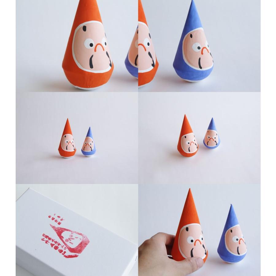 郷土玩具 民藝 新潟 今井人形店 三角だるま 三号一対 赤青セット Niigatagangu04 おまめ 通販 Yahoo ショッピング